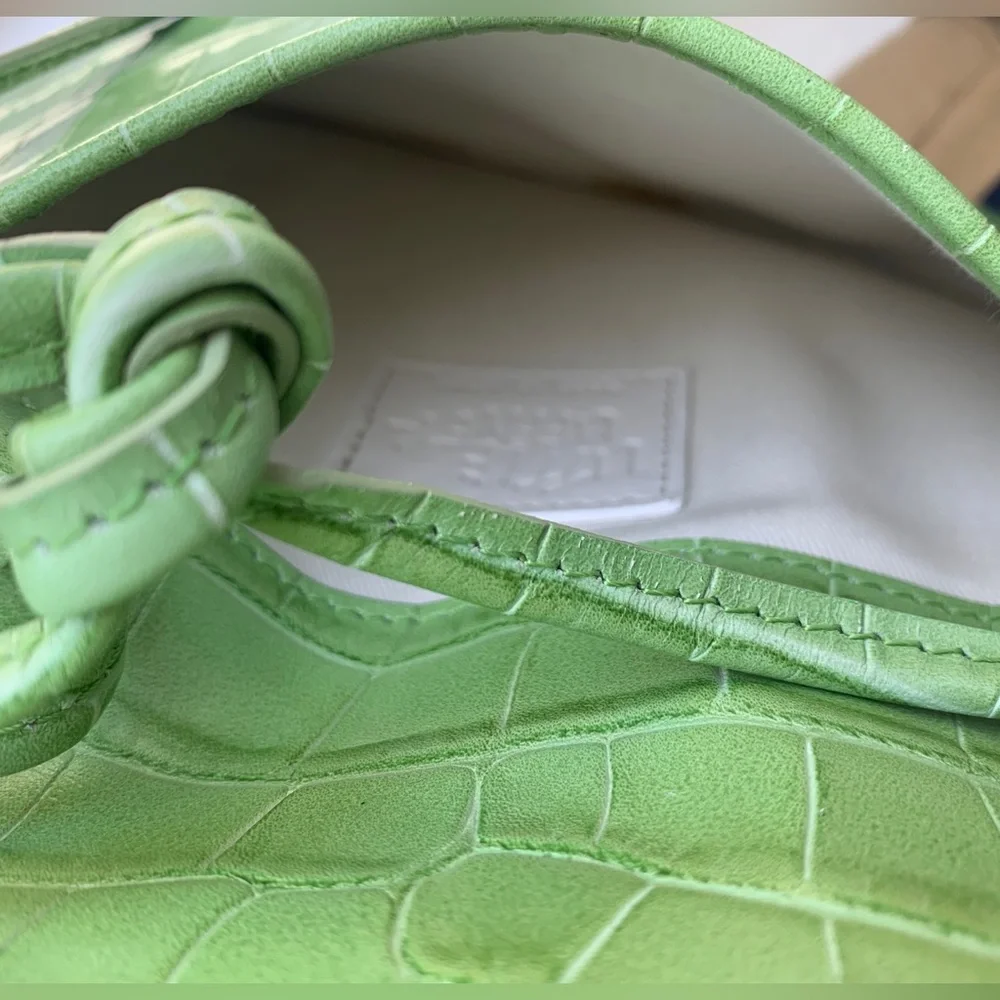 Croc-Embossed Light Green Crossbody Bag